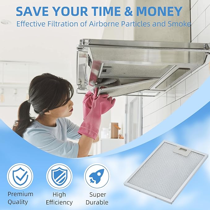 10.5x12 Inch W10169961A Range Hood Aluminum Mesh Filter Fit for Whirl-pool, Ik-ea, Kitchen-Aid, Jenn-Air Replace W10870878, W10875058, W10833076, W10169961, W11245983 by Fetechmate 3 Pack