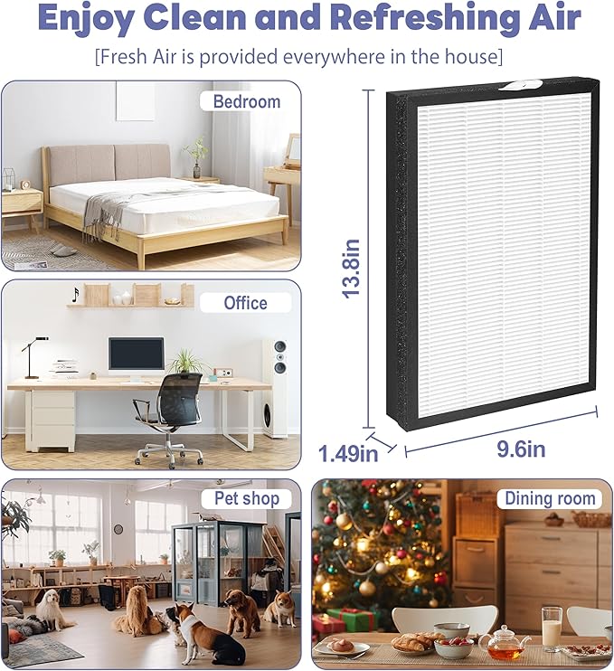 2 Pack H04 Replacement Filter Compatible with HIMOX H04 Air Purifier, 4-Stage Filtration H13 HEPA and Activated carbon Filters