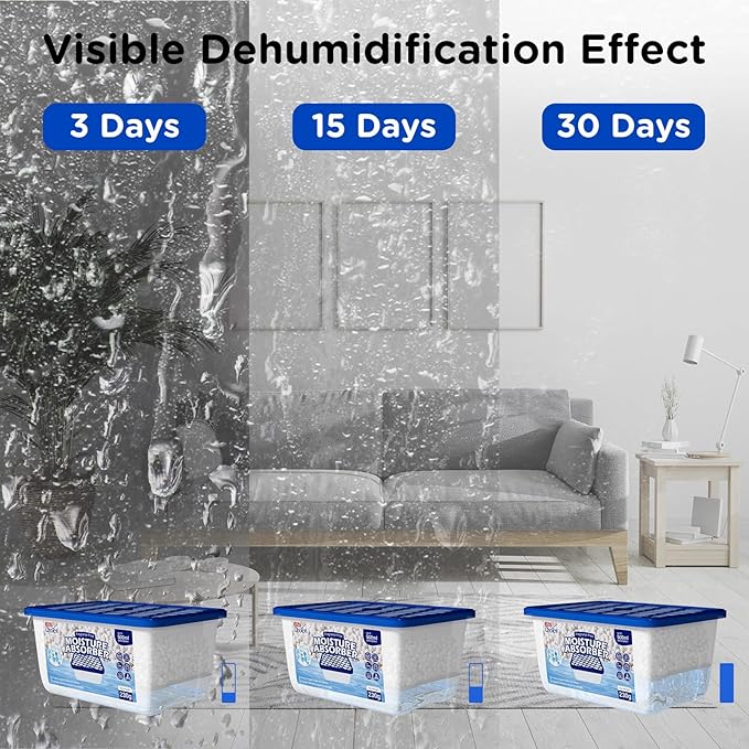 W&E Choice Moisture Absorbers, Portable Humidity Absorber Boxes for Your Bathroom, Closet & Car, Dehumidifier with Fragrance Free, 6 Pack