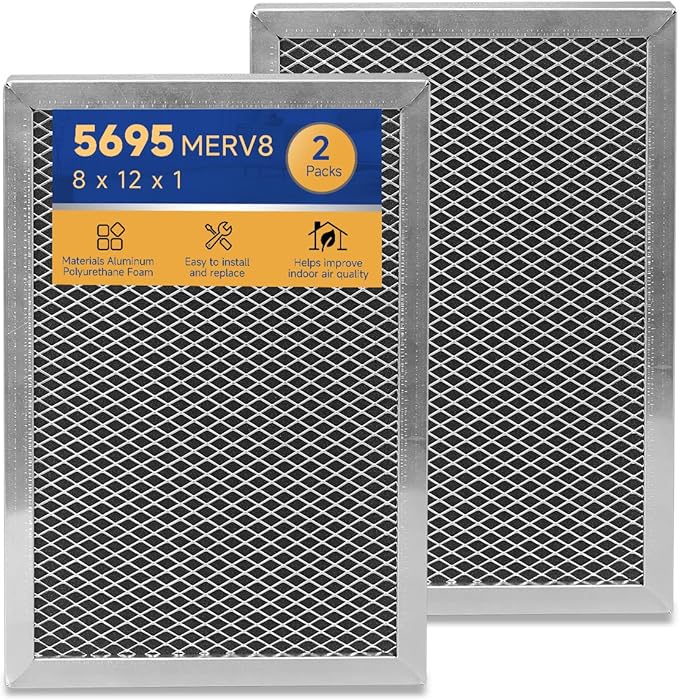 5695 Dehumidifier Filter MERV 8 Washable 8 x 11.7 x1 Compatible with Whole-House Dehumidifiers Models 1820 1820Z E070 E070KZ E070KZM E070N E070T E070Z Replacement Filter 2 Packs