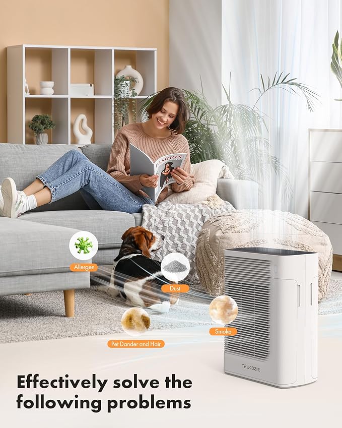 T356 Air Purifier for Home Large Room Bedroom Up to 1937 Ft² in 1 Hr With Double-sided Air Inlet, Air Quality and Light Sensors, HEPA Sleep Mode for Allergies, Dust, Smoke, Pet Hair, White