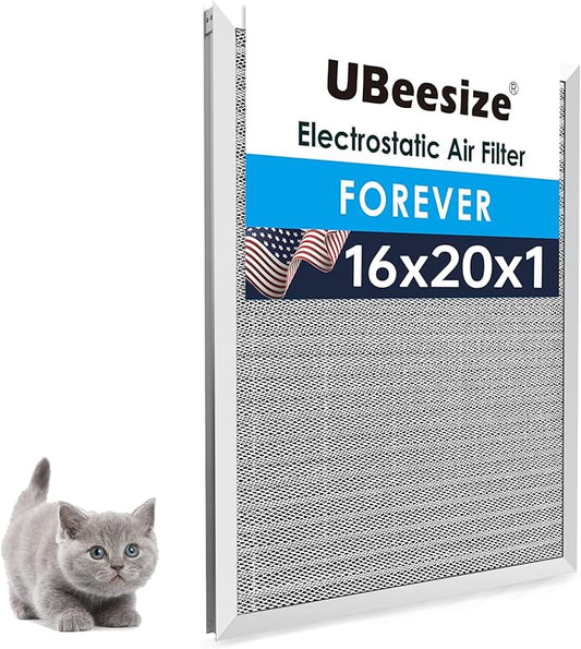UBeesize 16x20x1 Reusable Electrostatic Air Filter HVAC AC Furnace Filter,MERV 8,Washable, Lasts a Lifetime,Permanent Air Filter,Breathe Fresher,Home And Office(Actual Size:15.5x19.75x0.82 Inch)