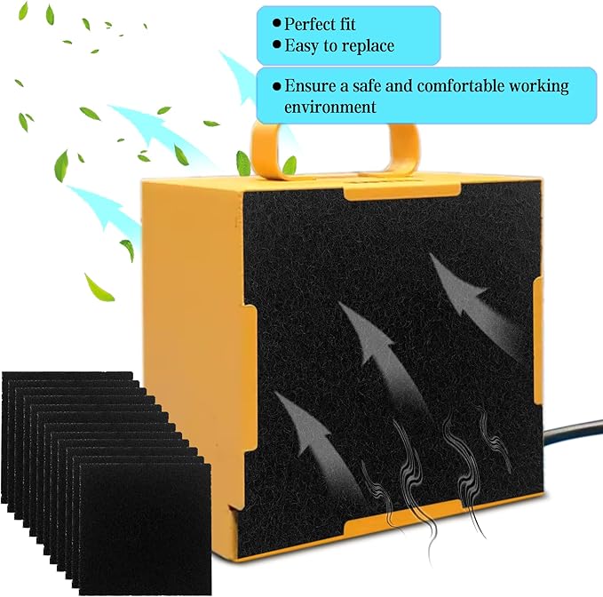 12 Pack Activated Carbon Filter Replacement Refills for KOTTO Solder Smoke Absorber Fume Ventilation Extractor, Compatible with DIY Fume Extractor with 4.7"*4.7" Fan Unit