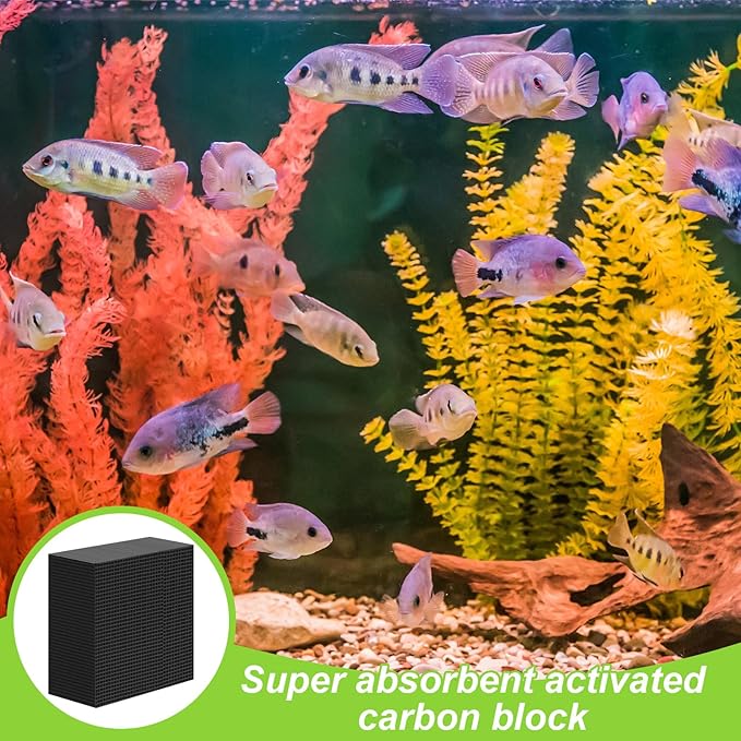 8 Pcs Aquarium Cube Filter Activated Carbon Aquarium Filter Water Filter for Fish Tank 4 x 4 x 2 Inch Cube Honeycomb Structure Charcoal Deodorant for Ponds Pools Horses Stock Tank Filtration