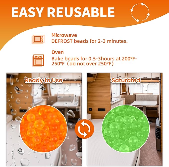 1000g Reachargeable Silica Gel Beads with 1 Cloth Bag, Indicating Moisture Absorber Desiccant Packs for Storage