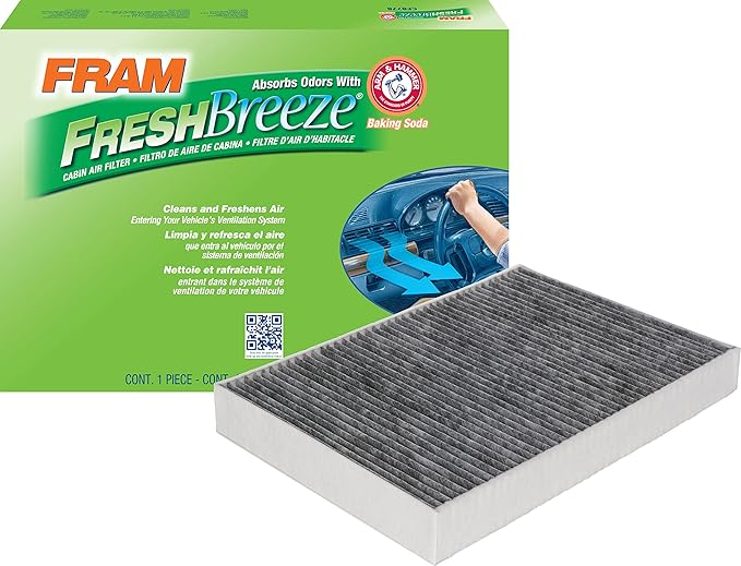 FRAM Fresh Breeze Cabin Air Filter Replacement for Car Passenger Compartment w/ Arm and Hammer Baking Soda, Easy Install, CF12155 for Select Volvo Vehicles