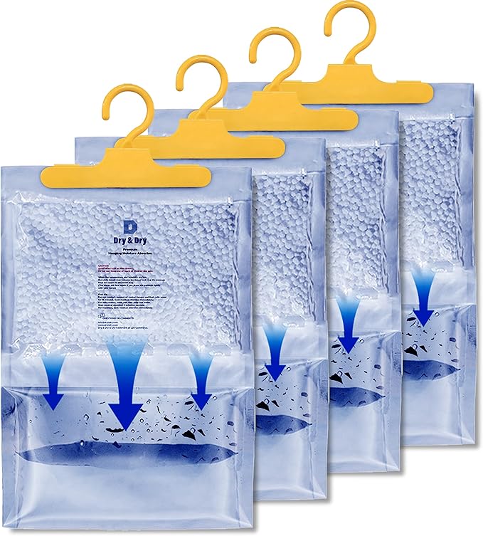 Dry & Dry 4 Pack[14 OZ] Premium Moisture Absorbers Dehumidifiers for Home Dehumidifier for Basement Dehumdifiers for Bedroom Small Dehumidifiers - Dehumidifiers Moisture Absorber