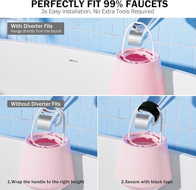 Outlet Dreamwills TF100 Bath Filter For Tub-Certified 15-Stages Bathtub Water Filter, Reduce 99% Heavy Metal,Hard Water Softener For Sensitive Skin, Body, Hair, BPA-Free|2500 Gallons, Pink