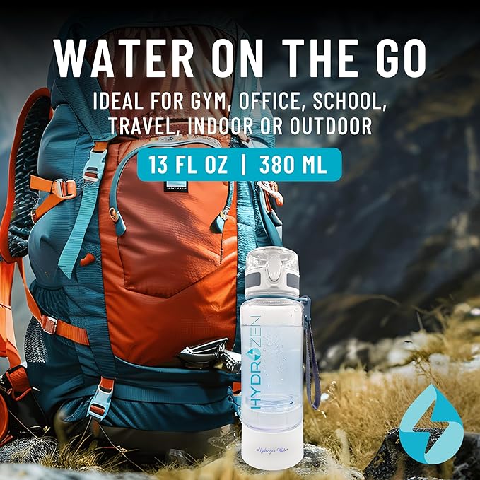 Hydrogen Water Bottle – 2-in-1 Portable Hydrogen Water Generator – Bottle with Flip Top Lid – SPE/PEM Technology – BPA-Free Tritan – Self Cleaning Function