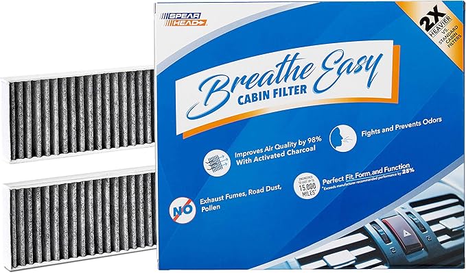 Spearhead Odor Defense Breathe Easy AC & Heater Cabin Filter | Fits Frontier, NV1500/2500/3500, Pathfinder, Xterra, Equator Like OEM | Up to 25% Longer Lasting w/Activated Carbon (BE-553)