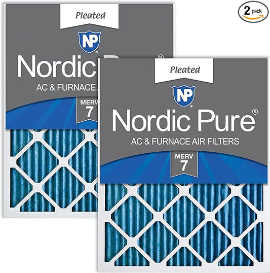 Nordic Pure 18x20x1 (17 1/2 x 19 1/2 x 3/4) Pleated MERV 7 Air Filters 2 Pack