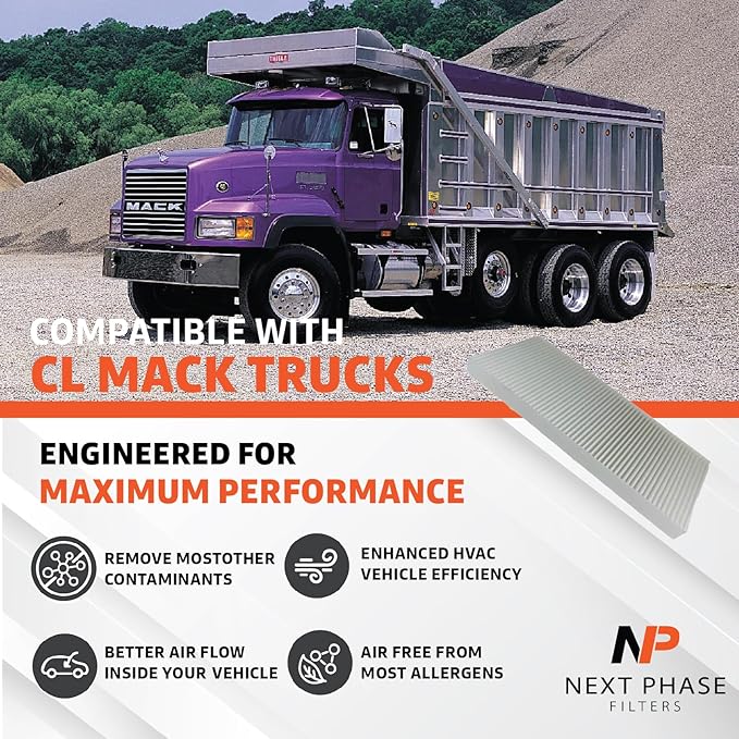 Cabin Filter - Compatible with CH, CV, CX & CL Mack Trucks - Cabin Air Filter Replacement - Replaces O.E. 82745222; Baldwin PA30330, Luberfiner CAF24037, Wix WP10433