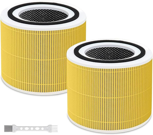 2-Pack Core 300 Replacement Filters for Levoit Core 300/S/S-P & VortexAir Purifiers – Yellow