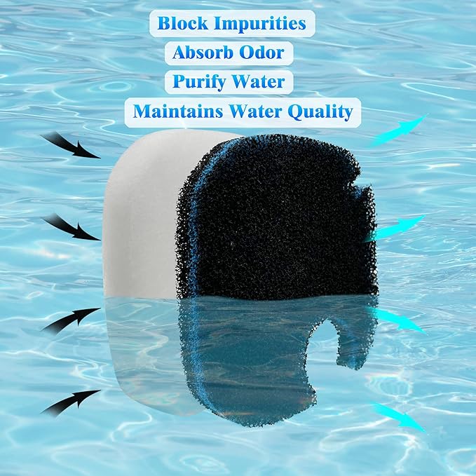 6 Pack Replacement Cotton White Floss and Activated Carbon Sponge Bio Filter Pads Refill for AMOSIJOY Aquarium Canister Filter, Compatible with PONDFORSE Canister Filter (Small for 172/225/265GPH)