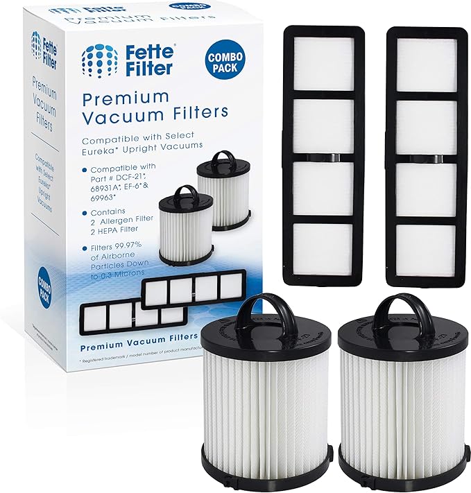 Fette Filter - Vacuum Filter Compatible with Eureka DCF-21 - Pack of 2 (DCF-21 & EF-6)