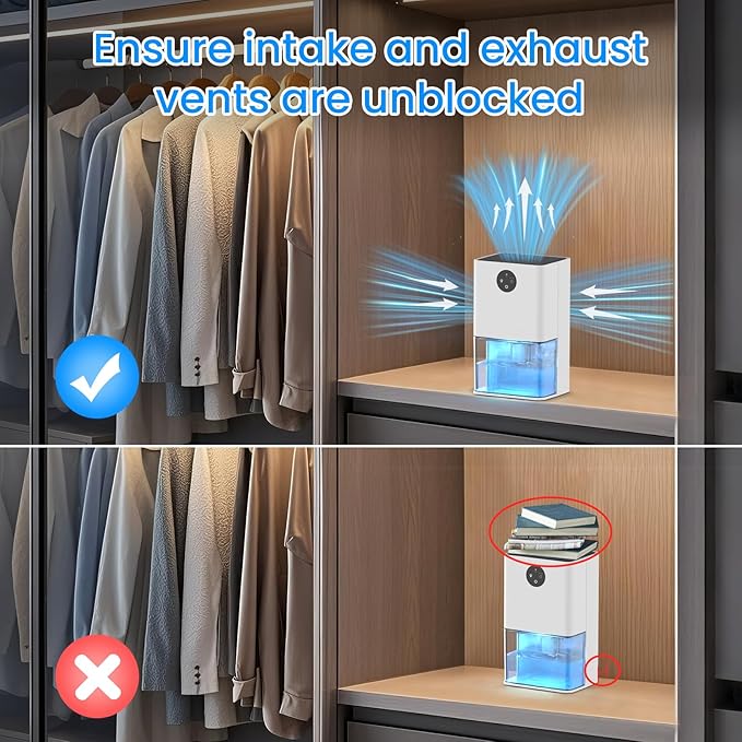 Dehumidifier, 50 OZ Small Dehumidifiers for Room for Home, Quiet with Auto Shut Off, Dehumidifiers for Bedroom (300 sq. ft), Bathroom, RV, Closet