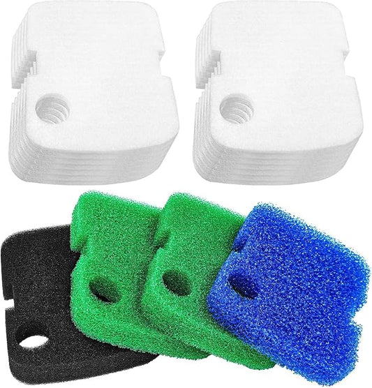 Replacement Canister Filter Pads Replacement for Cascade 700/1000 CCF2UL/CCF3UL Generic Aquarium Floss Media, 4 pcs of Sponge bio Filter Pads (1xCoarse, 2xMedium, 1xFine), 12 pcs of White Floss Pads