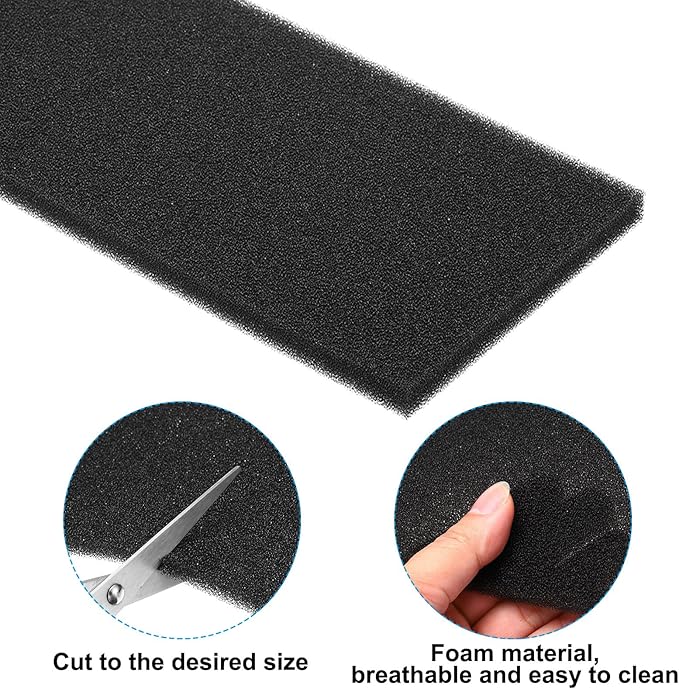 PATIKIL 16" x 6" x 19/32" Air Conditioner Filter Replacement, 4 Pack RV AC Foam Filter Pad Washable Reusable for Air Conditioning Purifiers, Black