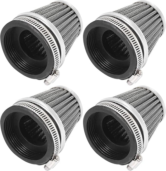 Motoforti 4pcs Universal 60mm Air Filter Cleaner Round Tapered Replacement for Motorcycle Black