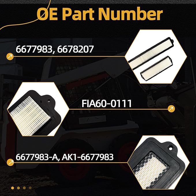 Cabin Air Filter Set,6677983 6678207,for Bobcat Skid Steer Loader A220 A300 864 T110 T140 T180 T190 T200 T300 T320 751 753 763 773 863 873 883 963 S130 S150 S160 S175 S185 S205 S220 S250 S330