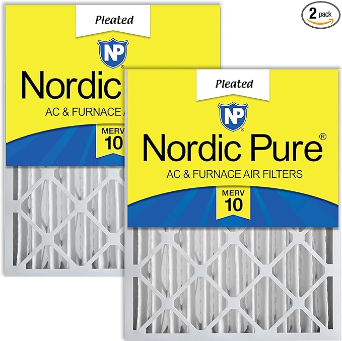 Nordic Pure 16x25x4 (15_1/2 x 24_1/2 x 3_5/8) Pleated MERV 10 Air Filters 2 Pack