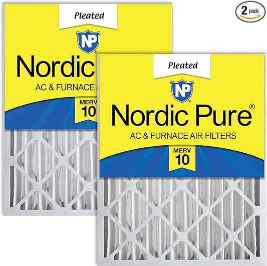 Nordic Pure 16x25x4 (15_1/2 x 24_1/2 x 3_5/8) Pleated MERV 10 Air Filters 2 Pack