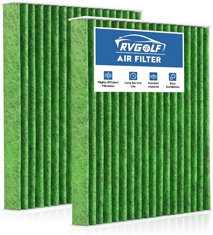 2-Pcs Cabin Air Filter with Activated Carbon for Hyundai Elantra, Ioniq 5, Santa Fe, Sonata, Tucson & Kia K5 Cabin Filter Replacement for 97133L1000 Automotive Accessories