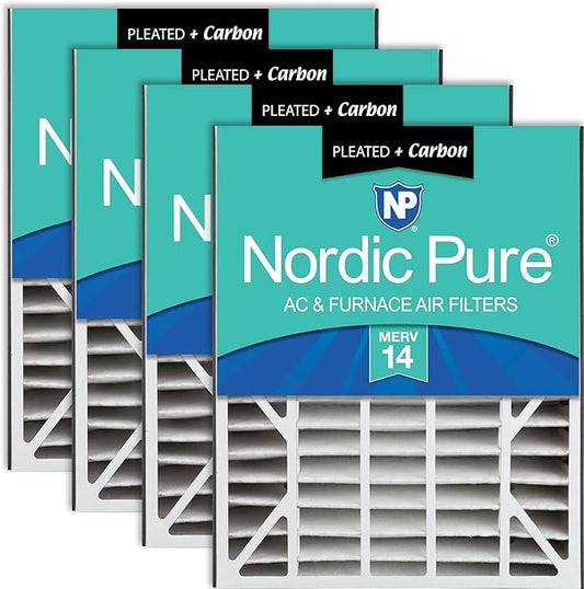 Nordic Pure 20x25x5 (19_3/4 x 24_1/4 x 4_7/8) Air Bear AC Filter Replacement MERV 14 Plus Carbon 4 Pack