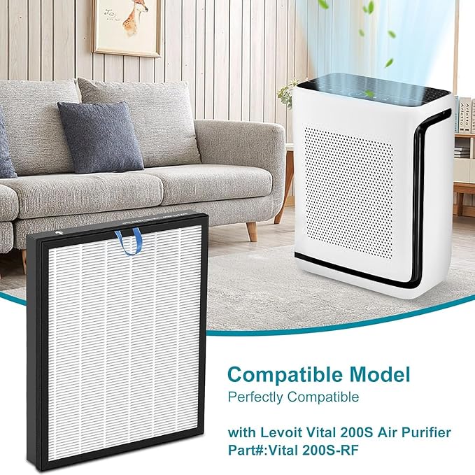 Vital 200S Replacement Filter for Levoit, High Efficiency and Activated Carbon Filter, 2 Pack