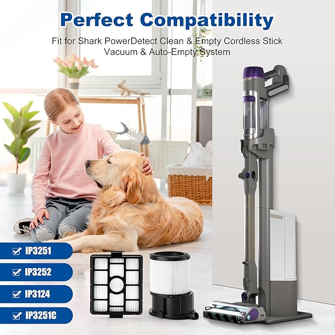 IP3251 IP3252 IP3124 HEPA Filter Replacement Compatible with Shark IP3251 Cordless PowerDetect Clean Empty Lightweight Stick Vacuum and Shark IP3251C PowerDetect Auto Empty System Dock (1 Pack)