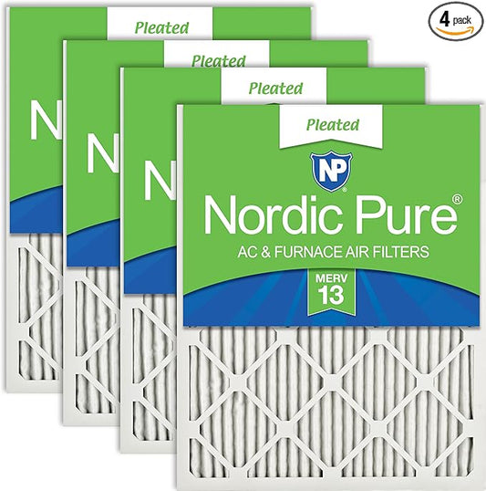 Nordic Pure 12x12x1 (Actual Size: 11 3/4 x 11 3/4 x 3/4) Pleated MERV 13 Air Filters 4 Pack
