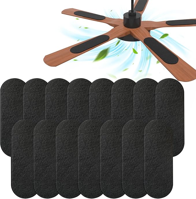Ceiling Fan Filters for Blades Easy-Stick Strong Fixity Activated Coconut Carbon Fan Filter for Ceiling Fan, Universal Fan Blade Air Fresh Purifier Cat Litter Box Filter, White (Black-15pcs)
