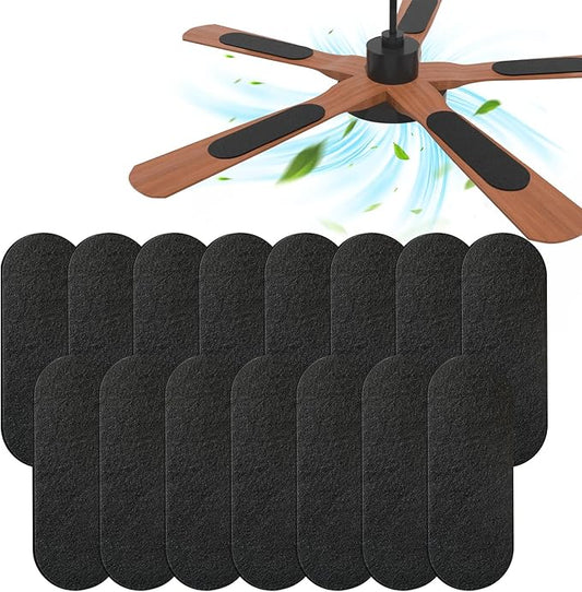 Ceiling Fan Filters for Blades Easy-Stick Strong Fixity Activated Coconut Carbon Fan Filter for Ceiling Fan, Universal Fan Blade Air Fresh Purifier Cat Litter Box Filter, White (Black-15pcs)