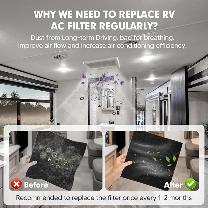 2-PACK RV A/C Filter 16 x 40 x 1/4 Inches Can Cut to Fit RV Air Conditioner Replacement for Motorhome Travel, Travel Trailers, Camper RV Air Conditioner Replacement Filters