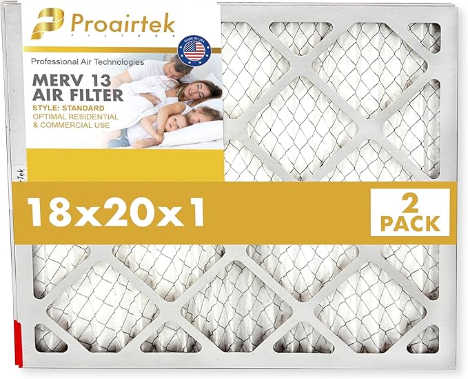 Proairtek AF18201M13SWH Model 18x20x1 Pack of 2 Air Filters, MERV 13; Ideal for Anyone Wanting Clean, Crisp Air in Their Home