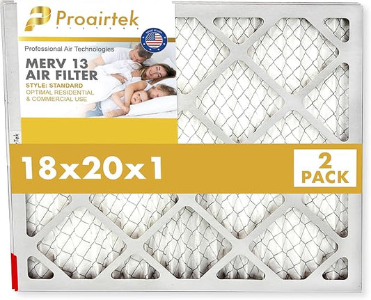 Proairtek AF18201M13SWH Model 18x20x1 Pack of 2 Air Filters, MERV 13; Ideal for Anyone Wanting Clean, Crisp Air in Their Home