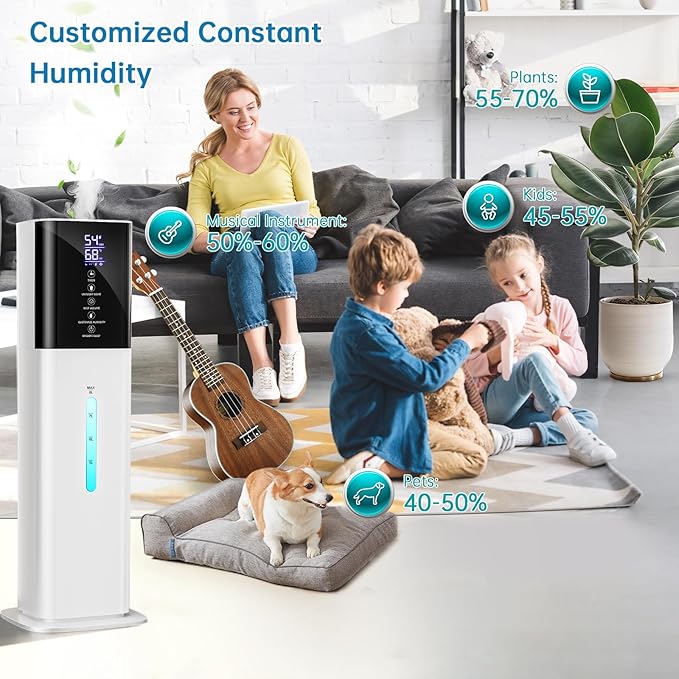 Humidifiers Large Room Bedroom with 7 Colors Light,Honovos 8L 2.1Gal Quiet Ultrasonic Cool Mist Topfill Humidifier with 360° Nozzle 3 Speed Humidistat Essential Oil Tray for Baby Home Plant Yoga Sleep