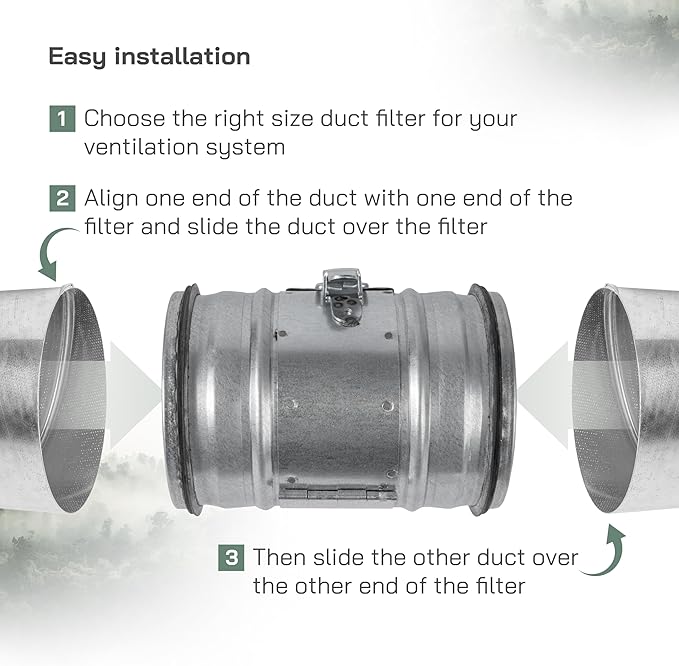 Vent Systems 4" Inch Inline Air Filter - Duct Filter - G4 Class Filtration Purifier System with Steel Mesh Screen - Air Vent Filters for Dust Collection/Air Purification - Rigid/Flexible Vent Hose