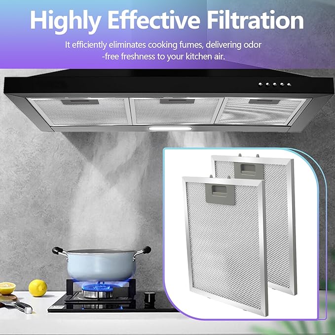 2 Pack-S97018029 Range Hood Filter Replacement, 5-Layer Aluminum Mesh Hood Vent Grease Filter for Broan B5 Series, Alternative 1932913, 9"x10.25" x0.35"(Aluminum)