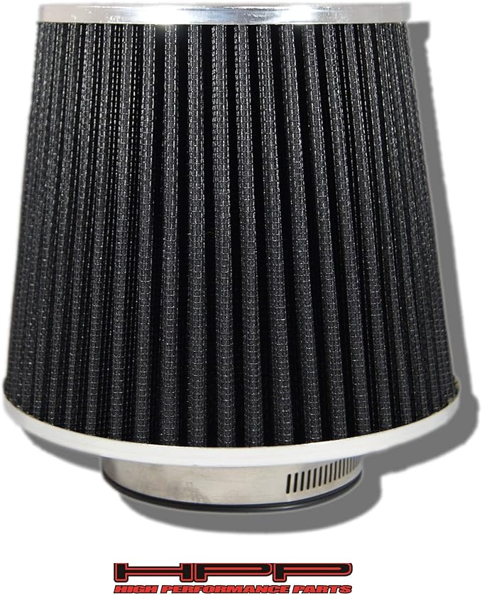 Cold Air Intake Black 3" / 76 mm Inlet Reusable Quality Universal Clamp On Cone Replacement Dry Air Filter