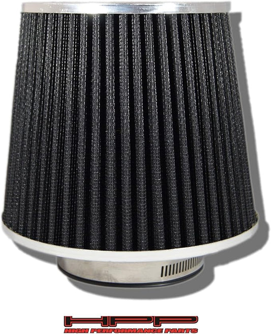 Cold Air Intake Black 3.5" / 89 mm Inlet Reusable Quality Universal Clamp On Cone Replacement Dry Air Filter