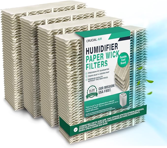 Think Crucial Replacement Humidifier Paper Wick Filters Compatible with Aircare 1043 EP9500,EP9700,EP9800,EP9R500,EP9R700,EP9R800, Essick 821000,826000,831000,SS390DWHT, Bemis Space Saver 800 8000