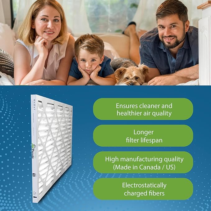 16x25x1 HIGH CAPACITY Furnace Filter | AirPurete AP- 3M16251 | Actual Size 15 1/2" x 24 1/2" x 3/4" | MERV 11 | Pack of 6 | Manufactured in United States