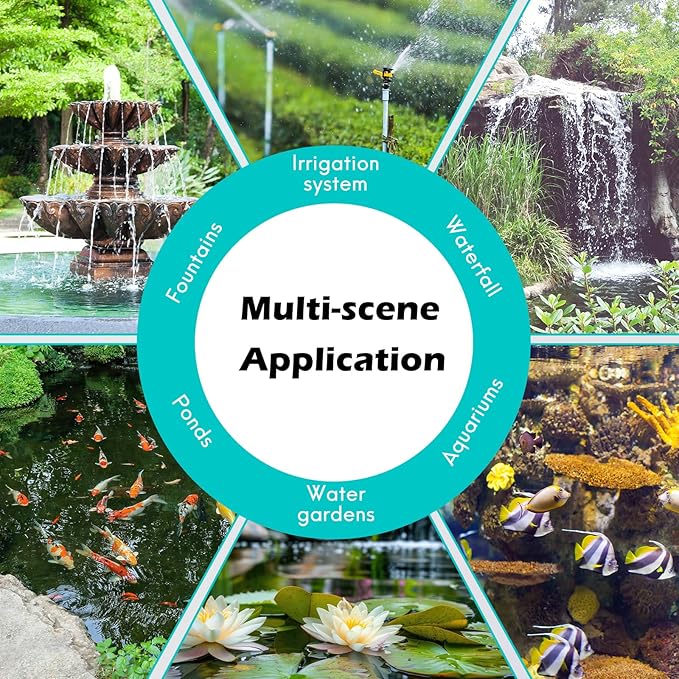 120W 2700 GPH Pond Pumps for Outdoor Ponds & Water Garden, 180° Adjustable Water Direction, Pond Fountain Pump with 20FT Power Cord & Barrier Bag, Ultra-Quiet Pond Waterfall Pump, UL Listed