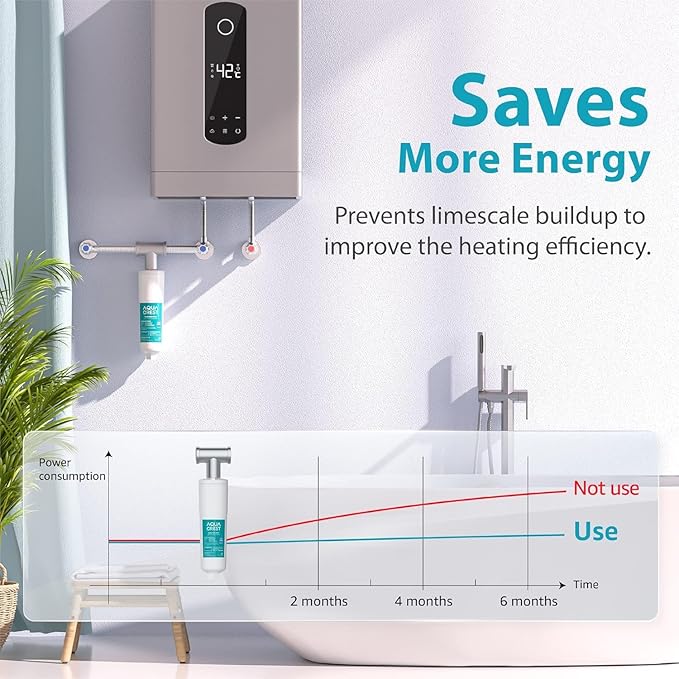 AQUA CREST AP431 AP430SS Whole House Scale Inhibitor - Inline Water System, Prevents Scale Build Up On Hot Water Heaters, Pipes and Boilers
