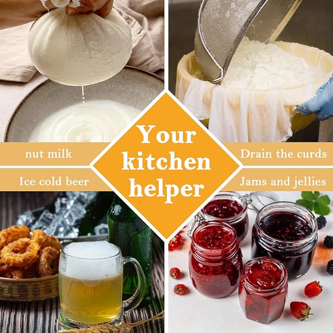 12 × 8 Inches Fine Mesh Nut Milk Bag, 4 PCS Nut Bag Strainer for Juicing Reusable Milk Nylon Bags for Straining, Multiple Usage Cheese Cloth Bags for Straining for Oat Milks Juice Coffee Yogurt
