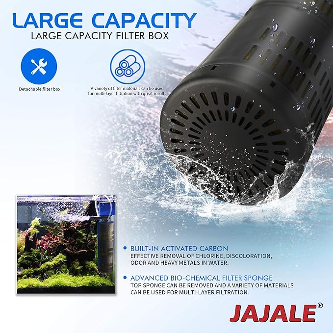 660 GPH Internal Filter Submersible Pump - 3 in 1 Aquarium Fish Tank Pump with Oxygenation, Filtration & Water Cycling, 6.6 ft max lift, 35W - 4 Pack