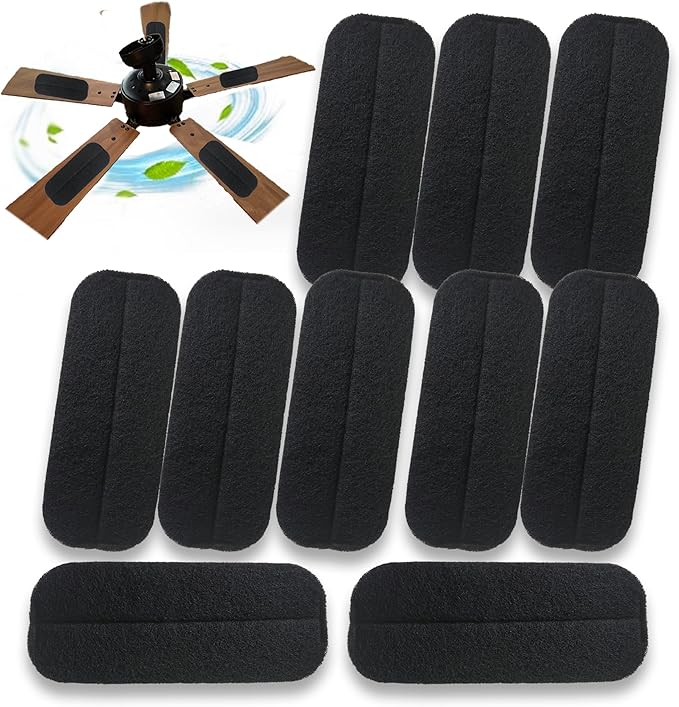 10PCS Activated Charcoal Ceiling Fan Filters, Universal Activated Coconut Shell Carbon Air Filter, Easy-Stick Ceiling Fan Filters for Clean Air | Eliminate Odors, Dust, and Pollutants