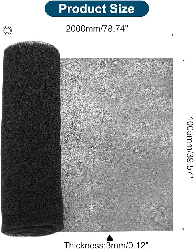 PATIKIL 79" x 40" x 0.1" Air Conditioner Filter Replacement, Washable Reusable Cut to Fit Foam Filter Air Filter for RV AC Vent Window Purifiers Computer, 60PPI