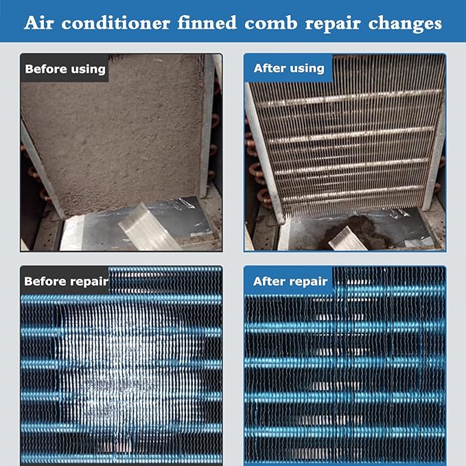 Yishem 7 Pcs Air Conditioner Fin Cleaner Set Air Conditioner Condenser Fin Comb Straightener Comb Fin Cleaning Brush Refrigerator Coil Cleaning Whisk Brush Metal Fin Evaporator Radiator Repair Tool
